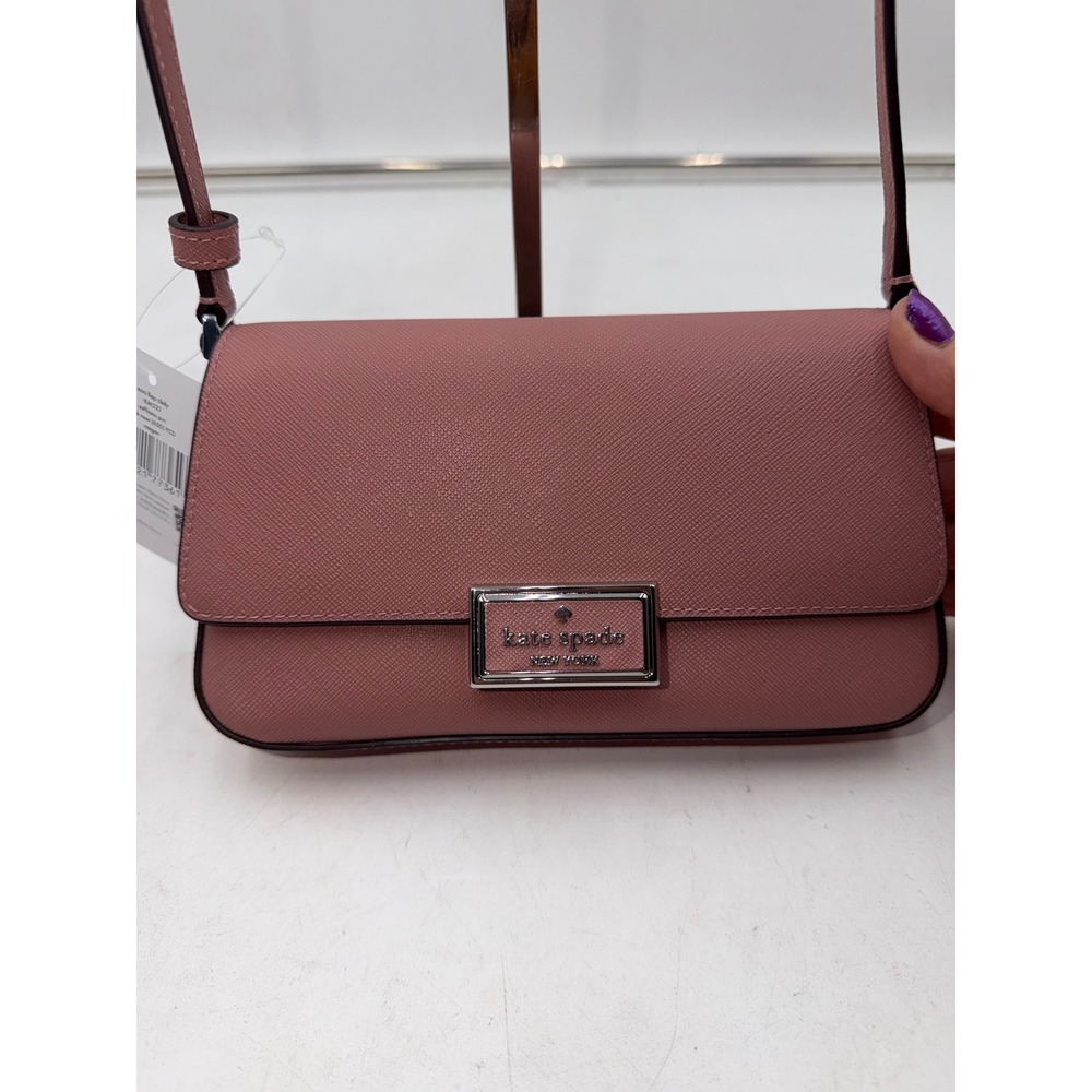 Kate Spade Reegan Mini Flap Crossbody Bag Dusk Rose Saffiano PVC KM532 New